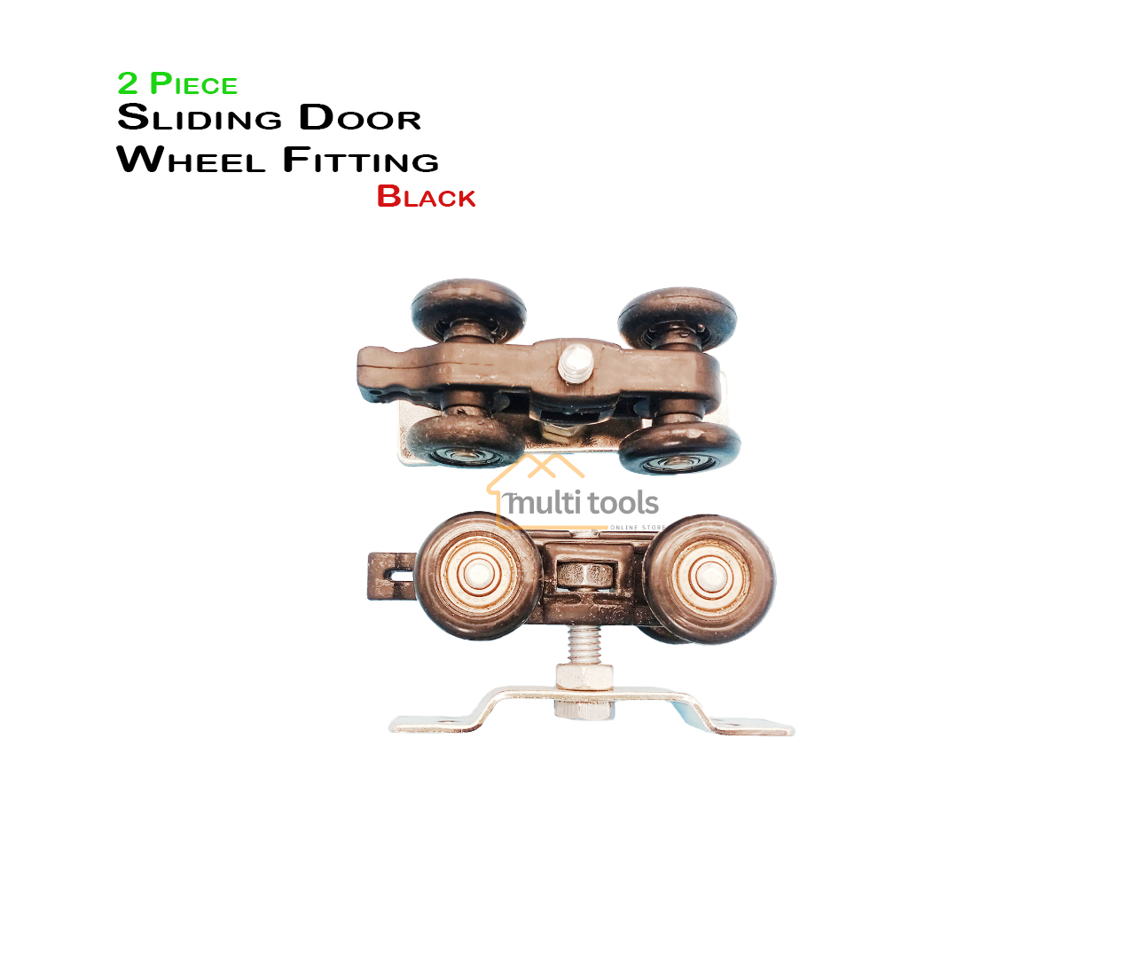 2-Pcs Sliding Door Wheel Fitting Black